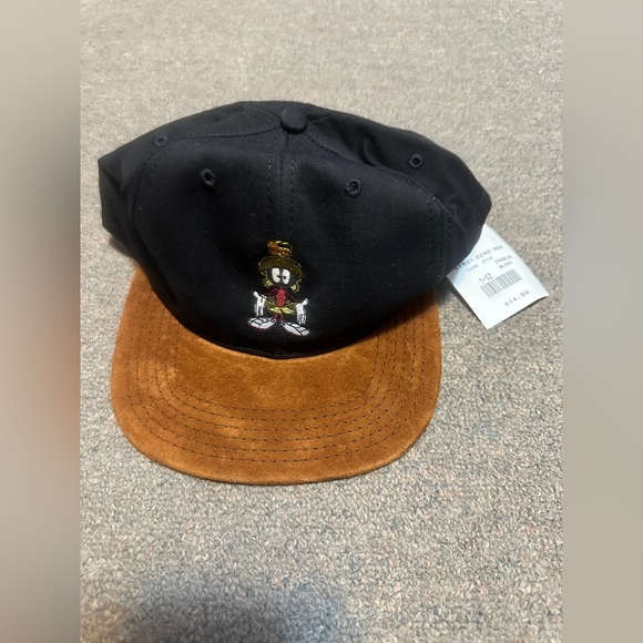 Vtg Acme Clothing Marvin The Martian Snapback Hat Black Suede 1991 Looney Tunes